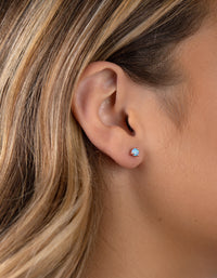Rose Gold Plated Sterling Silver 3 Claw Opal Stud Earrings - link has visual effect only