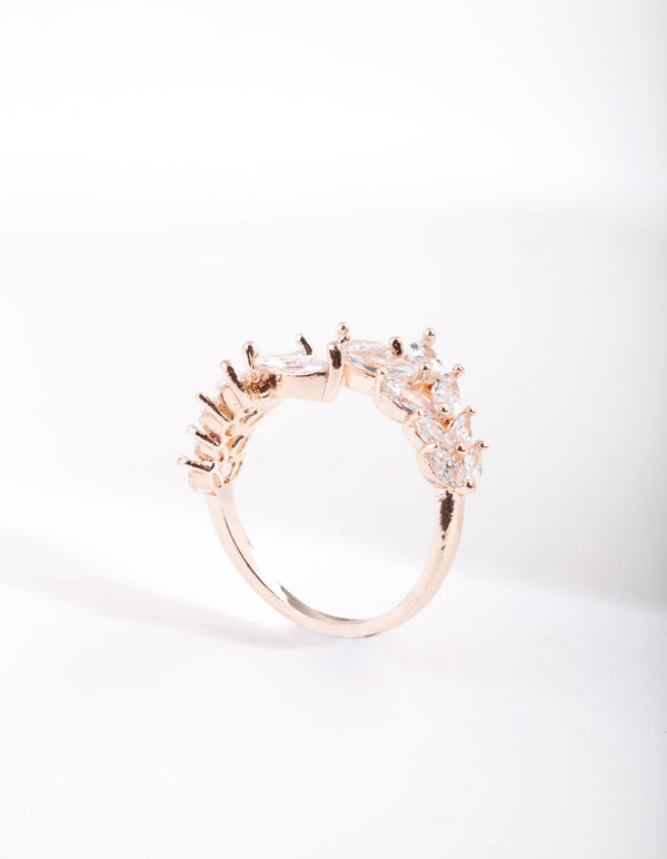 Rose Gold Cubic Zirconia Navette Wrap Ring