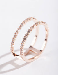 Rose Gold Cubic Zirconia Double Band Ring - link has visual effect only