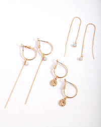 Gold Plated Charm Hoop Earring Pack - link has visual effect only