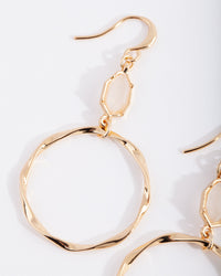 Gold Plated Clear Quartz Open Circle Earrings - link has visual effect only