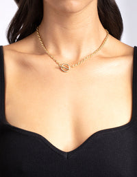 Gold Plated Rope Necklace with Front Clasp - link has visual effect only