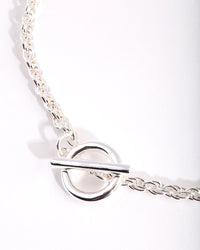 Silver Plated Rope Necklace with Front Clasp - link has visual effect only