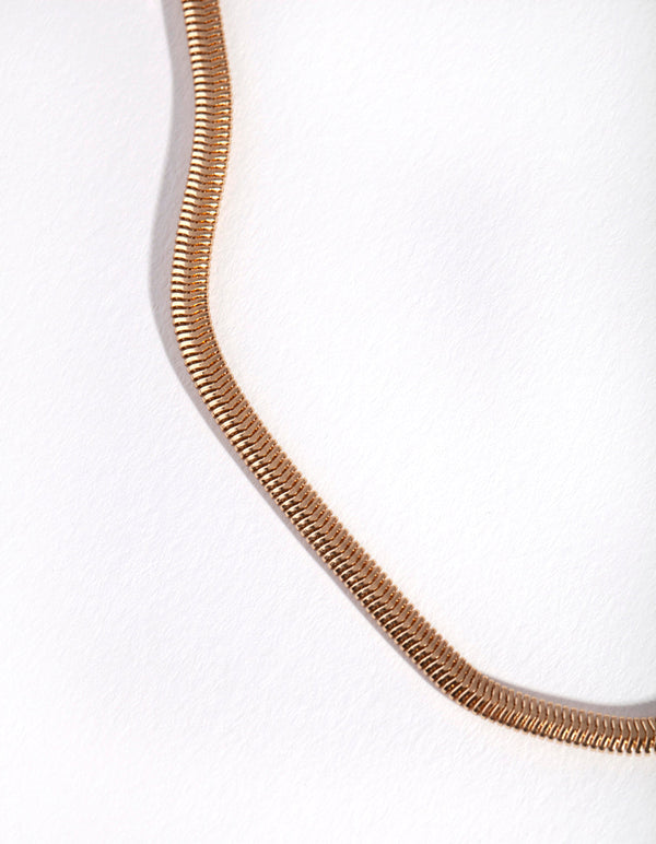 Real Gold Plated 35cm Flat Snake Necklace