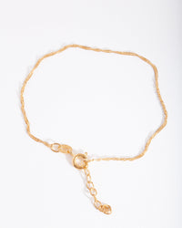 Gold Plated Sterling Silver Singapore Chain Bracelet - link has visual effect only