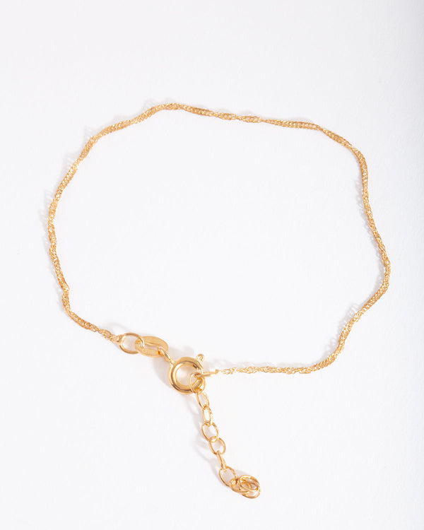 Gold Plated Sterling Silver Singapore Chain Bracelet