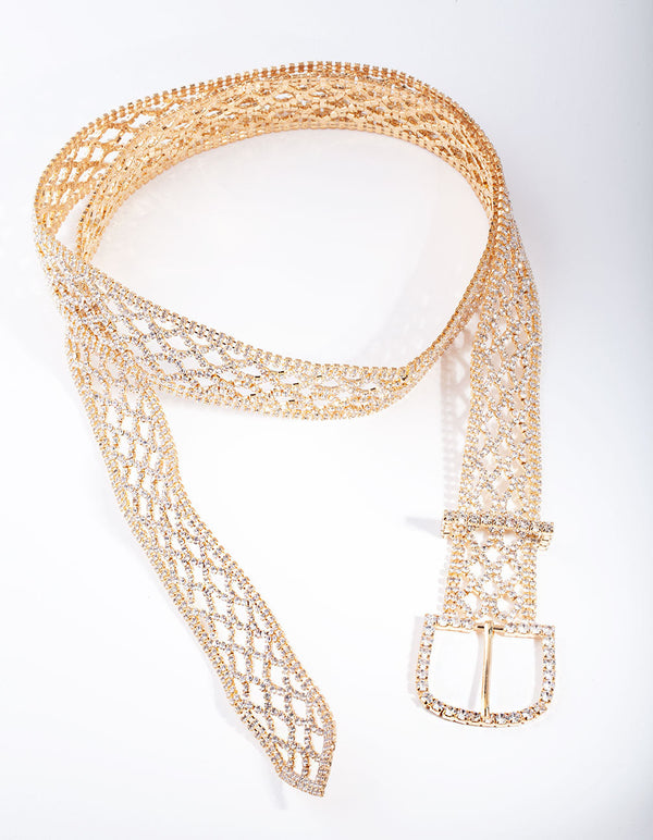 Gold Diamante Pattern Belt