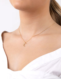 Gold Plated Sterling Silver Crescent Moon Necklace - link has visual effect only