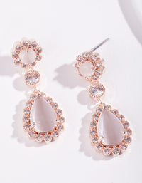 Rose Gold Diamond Simulant Floral Earrings - link has visual effect only