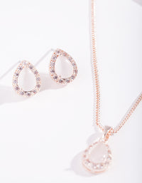 Rose Gold Diamond Simulant Floral Jewellery Set - link has visual effect only