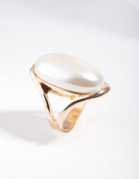 Gold Statement Pearl Stone Ring - link has visual effect only