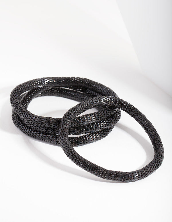 Black Stretch Mesh Bracelet 4-Pack