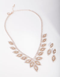 Rose Gold Single Leaf Jewellery Set - link has visual effect only