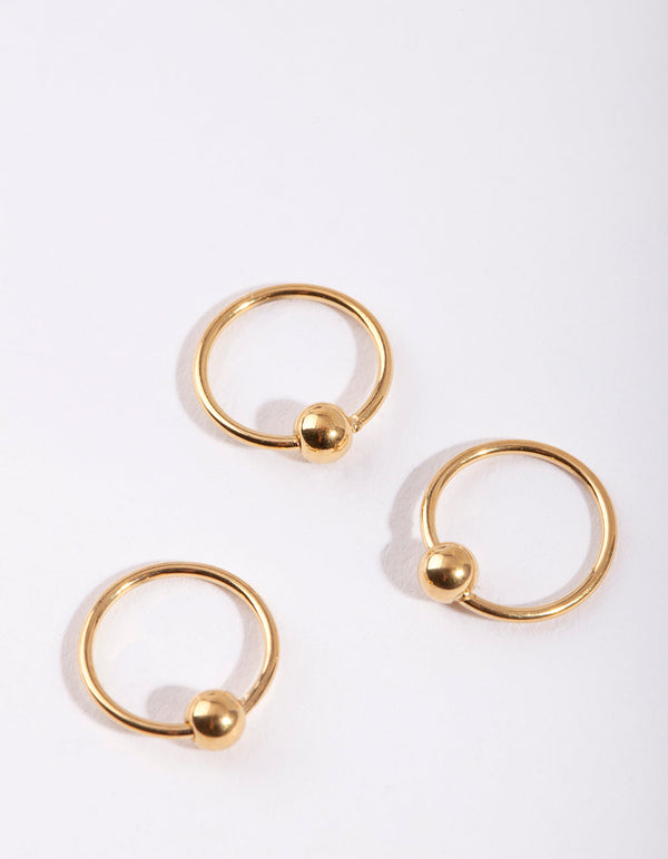 Gold Ball Nose Ring Pack