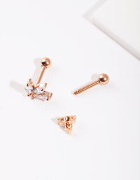 Rose-Gold Surgical Steel Diamante Cluster Earring Pack - link has visual effect only