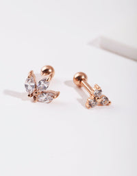 Rose-Gold Surgical Steel Diamante Cluster Earring Pack - link has visual effect only