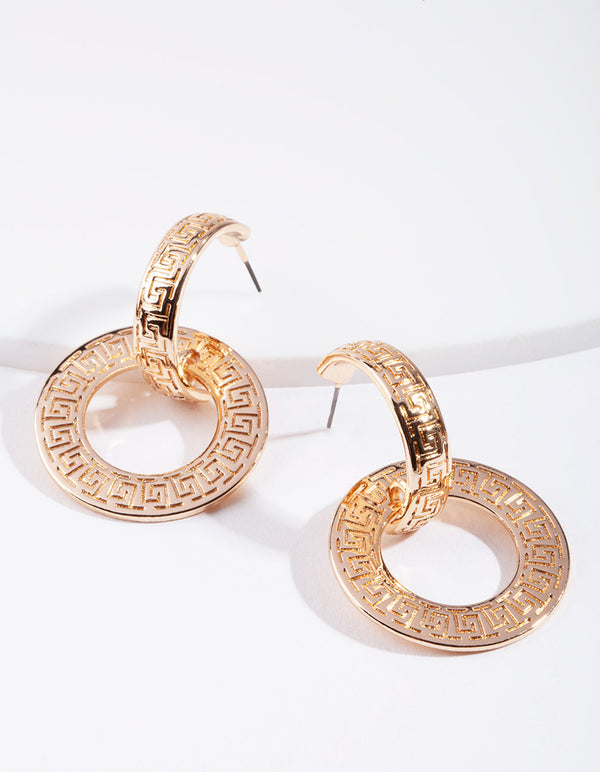 Gold Double Drop Key Earrings