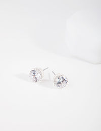 Silver Cubic Zirconia Classic Stud Earrings - link has visual effect only