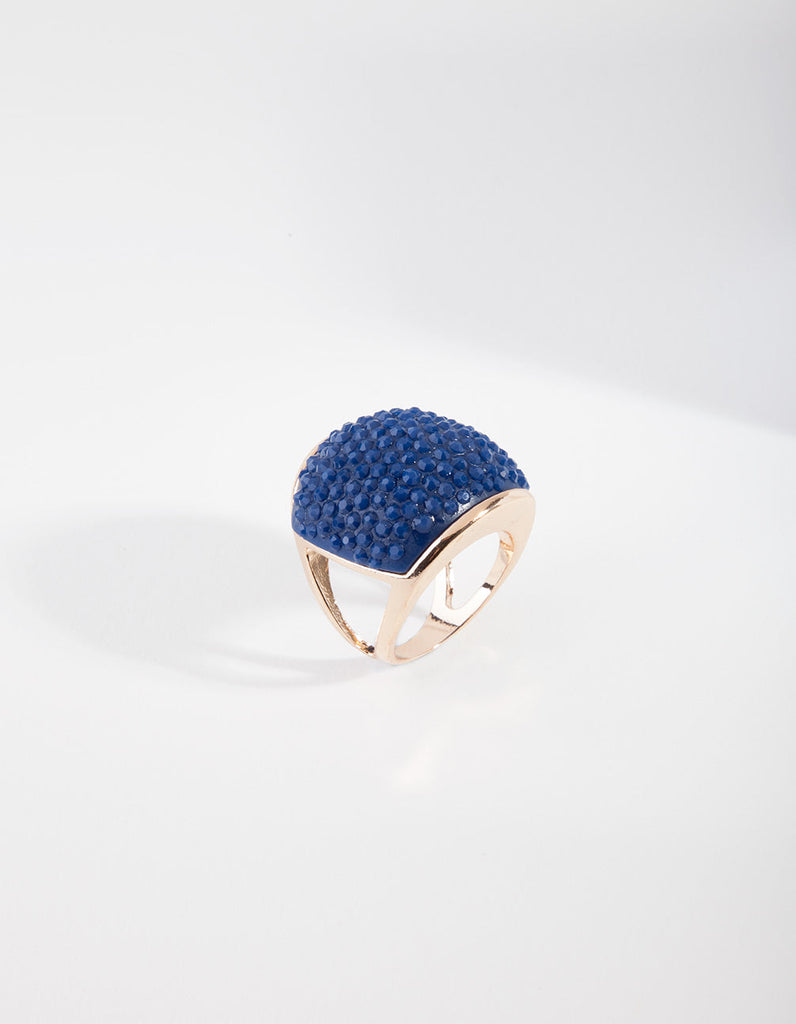 Gold Blue Pave Dome Ring