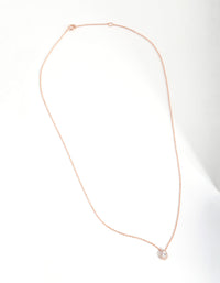 Rose Gold Plated Sterling Silver Cubic Zirconia Pear Halo Necklace - link has visual effect only