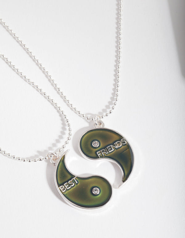 Kids Silver BFF Yin & Yang Mood Necklace Pack