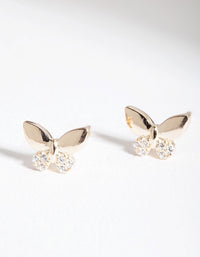 Gold Plated Sterling Silver Cubic Zirconia Butterfly Earrings - link has visual effect only