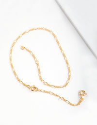 Gold Plated Sterling Silver Figaro Chain Bracelet Anklet - link has visual effect only