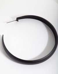 Black Coated Metal Hoop Earrings - link has visual effect only