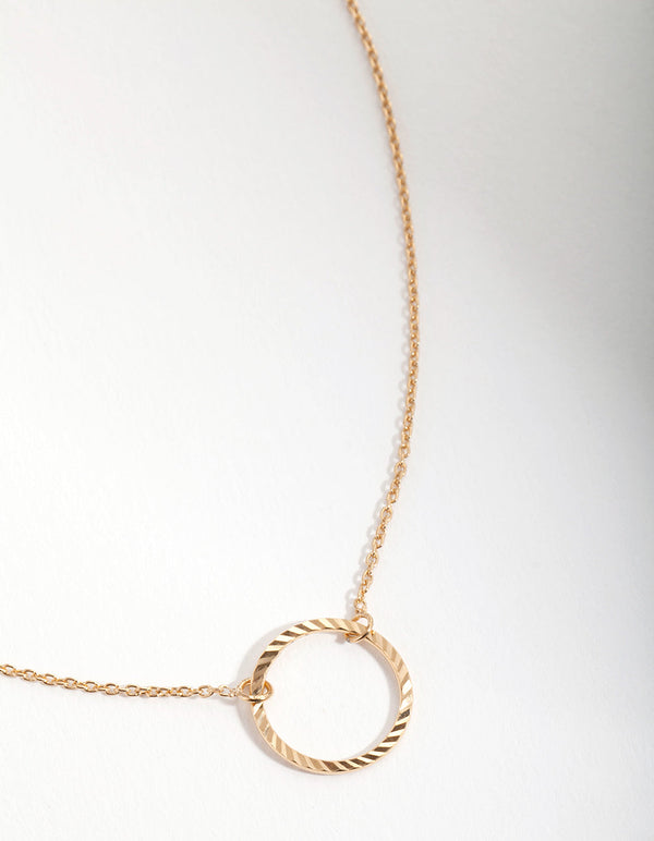 Gold Plated Sterling Silver Diamond Cut Circle Necklace