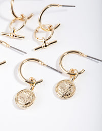 Gold Plated Mini Hoop Earring Pack - link has visual effect only