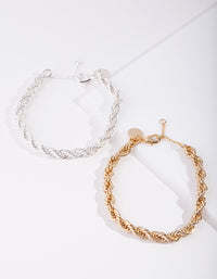 Mixed Metal Plated Bracelet Set - link has visual effect only