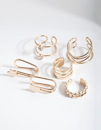 Gold Mixed Texture Ear Cuff 6-Pack - link has visual effect only