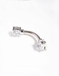 Titanium Double Cubic Zirconia Belly Bar - link has visual effect only