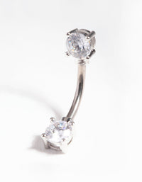 Titanium Double Cubic Zirconia Belly Bar - link has visual effect only