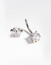 Titanium Cubic Zirconia Butterfly Belly Bar - link has visual effect only