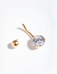 Gold Titanium Classic Diamante Belly Bar - link has visual effect only