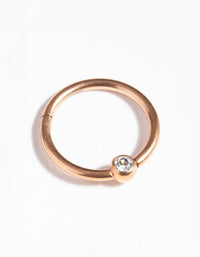 Rose Gold Surgical Steel Diamante Hinged Ring - link has visual effect only