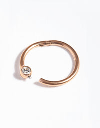 Rose Gold Surgical Steel Diamante Hinged Ring - link has visual effect only