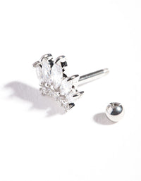 Silver Surgical Steel Cubic Zirconia Floral Barbell - link has visual effect only