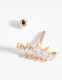 Gold Surgical Steel Graduated Marquise Stone Barbell Earrings - link has visual effect only
