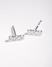 Sterling Silver Cubic Zirconia Stick Stud Earrings - link has visual effect only
