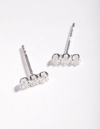 Sterling Silver Cubic Zirconia Stick Stud Earrings - link has visual effect only