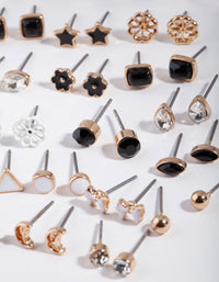 Gold & Dark Feminine Stud Earring 16-Pack - link has visual effect only