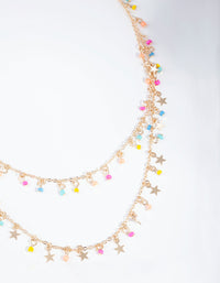 Gold Bright Star Double Row Necklace - link has visual effect only