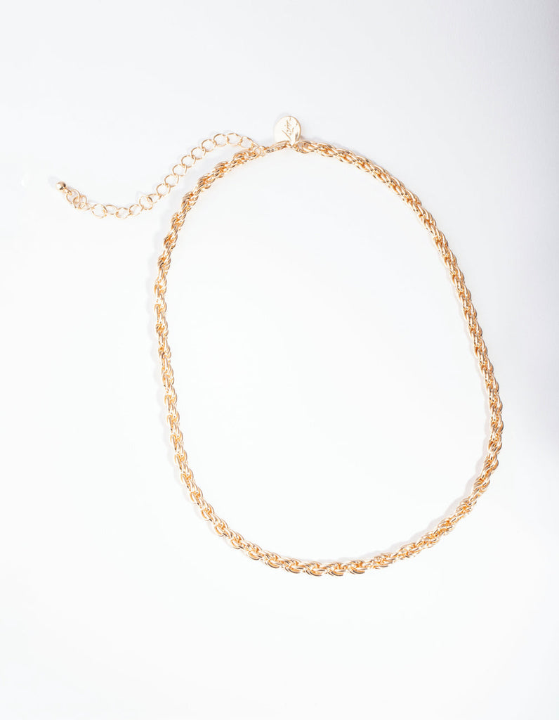Gold Thick Woven Chain Necklace