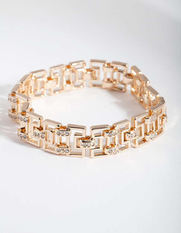 Gold Diamante Maze Clasp Bracelet