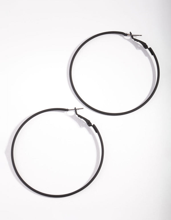 Black Simple Hoop Earrings