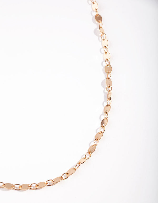 Gold Flat Disc Chain Necklace