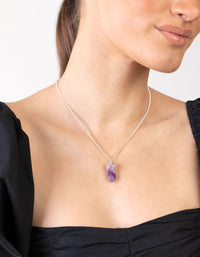 Silver Curled Amethyst Stone Necklace - link has visual effect only