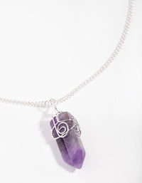 Silver Curled Amethyst Stone Necklace - link has visual effect only